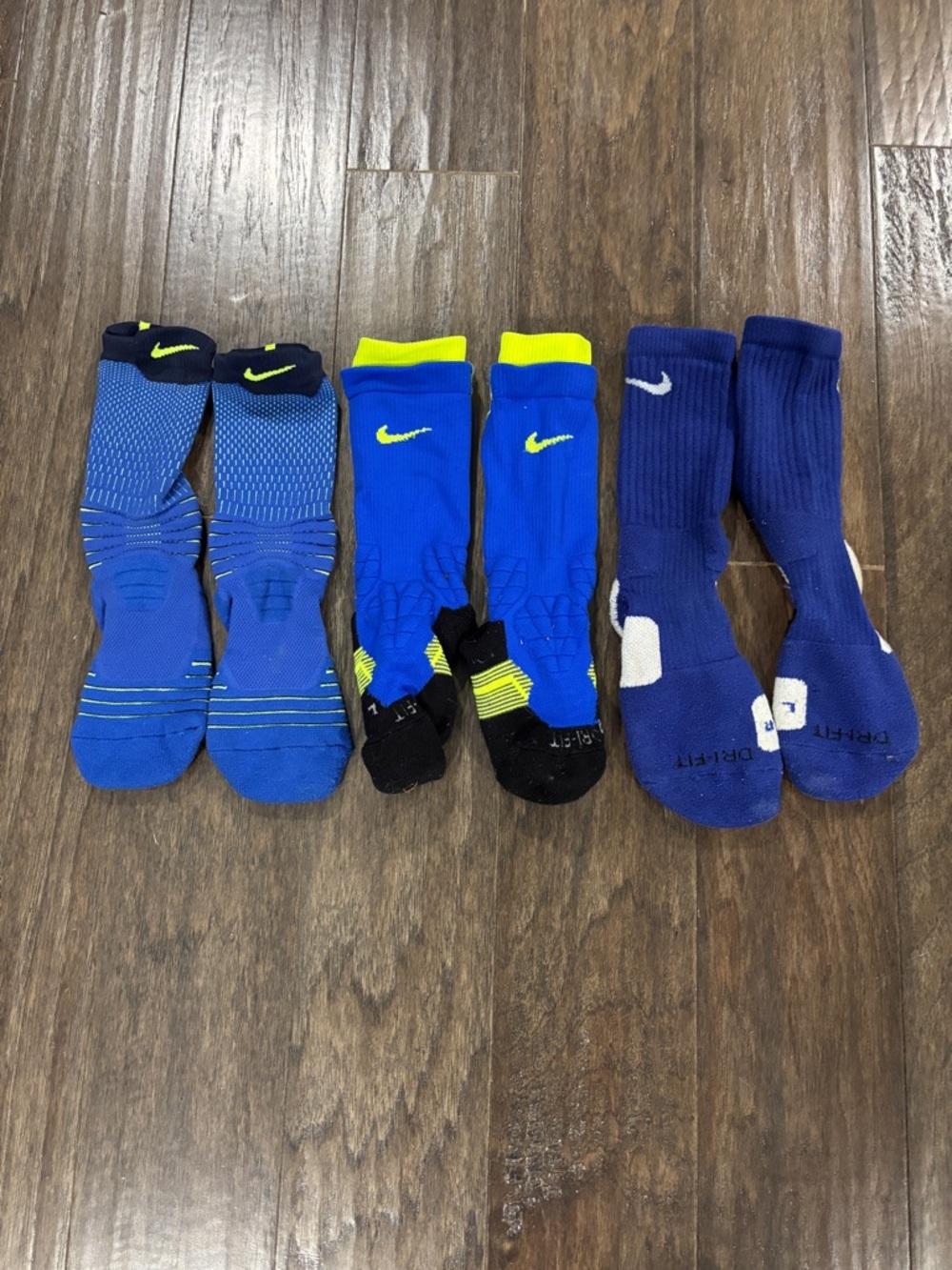 Nike Elite and Vapor Athletic Socks Bundle with Neon Accent - 3 Pairs